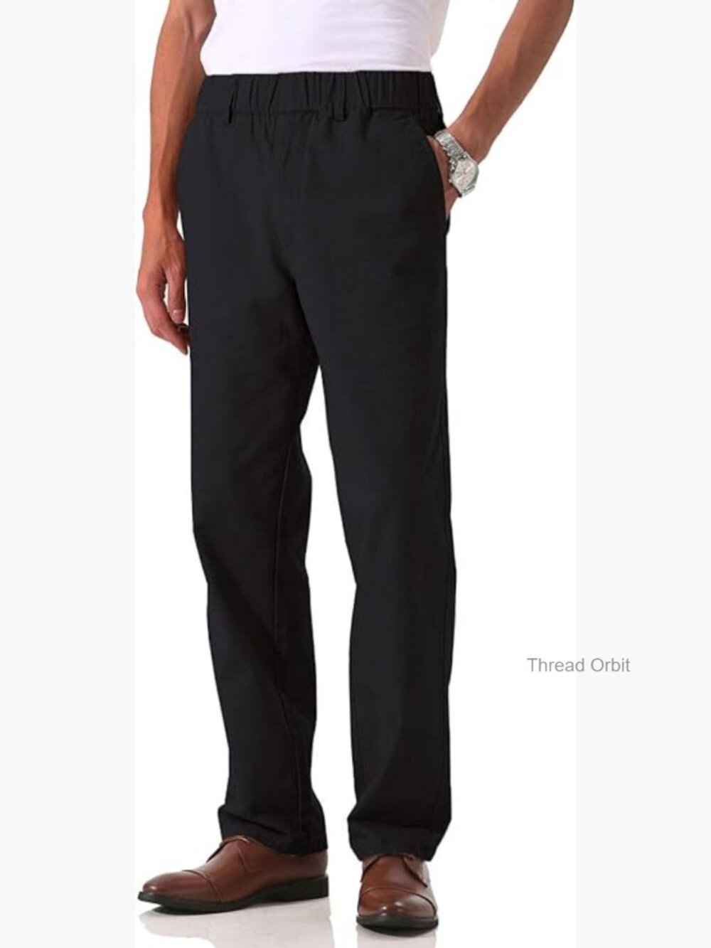 Men's Relaxed Fit Cotton Elastic Waist Twill Pants